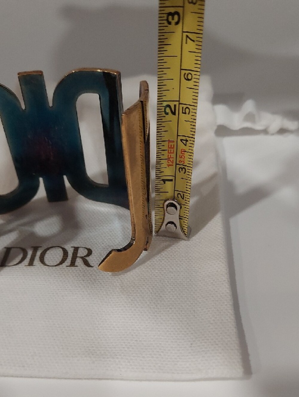 J'ADior Brass-Tone Logo Cuff in Metallic Gold Brass - Picture 6 of 7